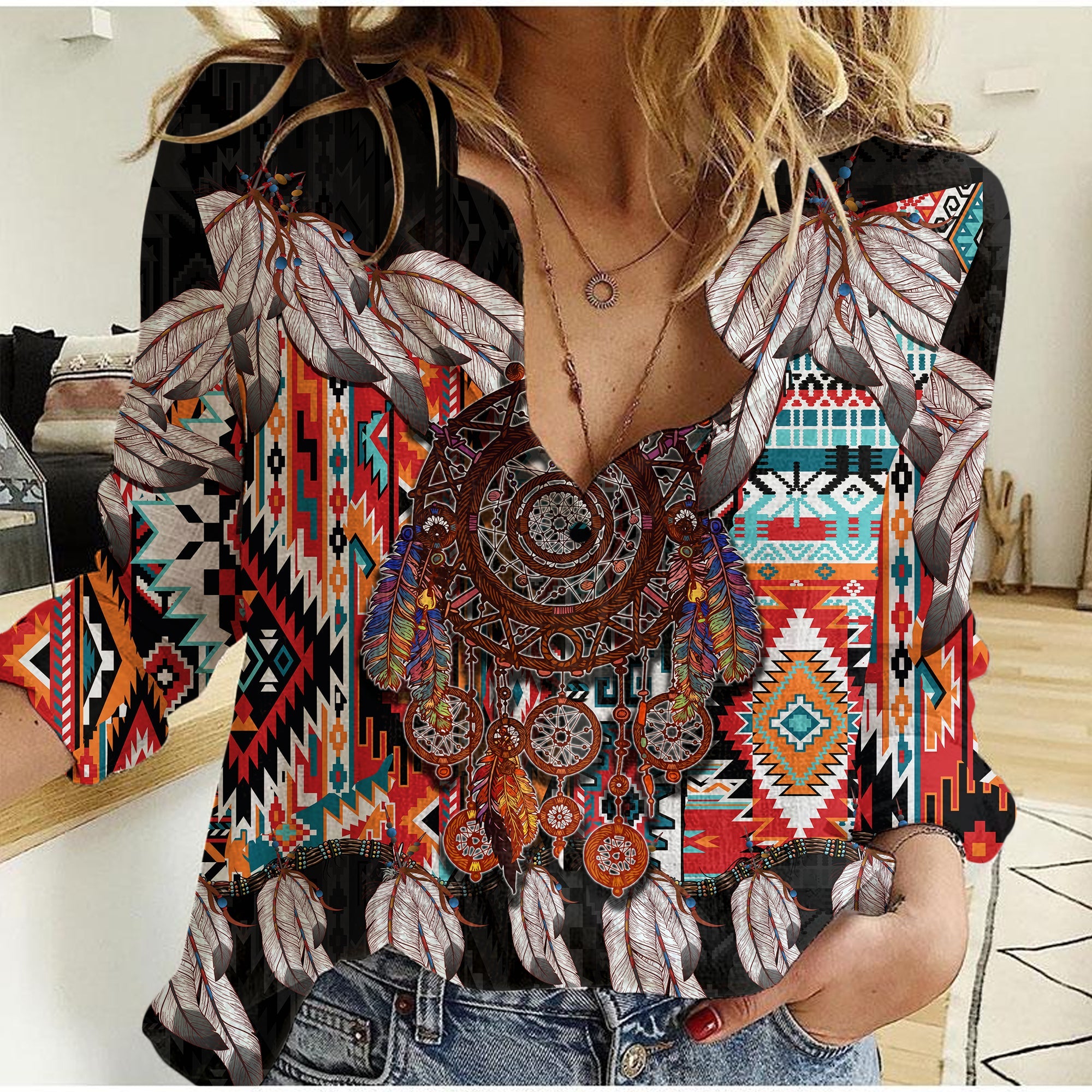 native-american-casual-shirt-native-patterns-dreamcatcher