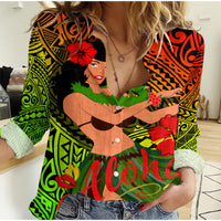 Custom Personalised Hawaii Hula Girl Reggae Women Casual Shirt LT2 - Wonder Print Shop
