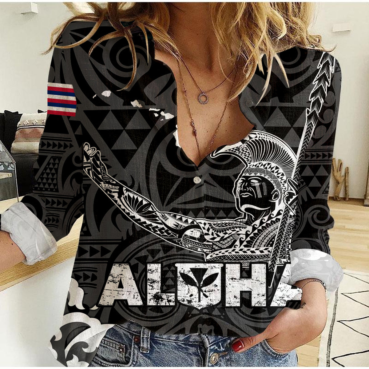 Custom Personalised Hawaii King Kamehameha Aloha Hawai'i Nei Women Casual Shirt LT2 - Wonder Print Shop