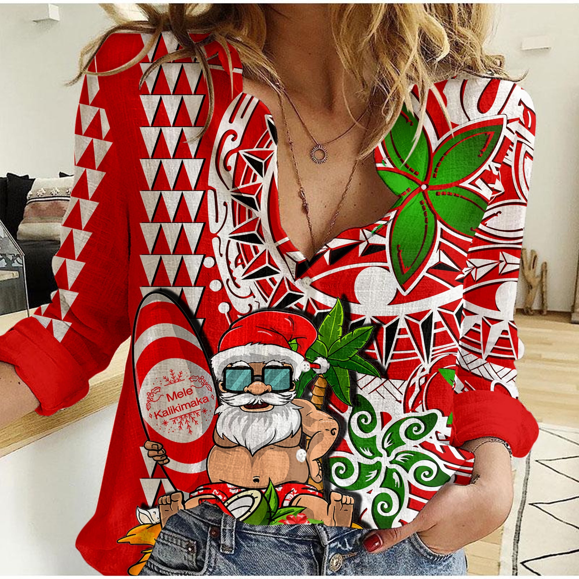 Hawaii Mele Kalikimaka Santa Claus Beach Casual Shirt LT6 - Wonder Print Shop