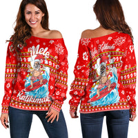 Hawaii Christmas Santas Surf Mele Kalikimaka Women Off Shoulder Sweater LT2 - Wonder Print Shop
