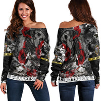 Skull Camo - U.S Army Undying Love For The Motherland Women Off Shoulder Sweater - LT2 - Wonder Print Shop