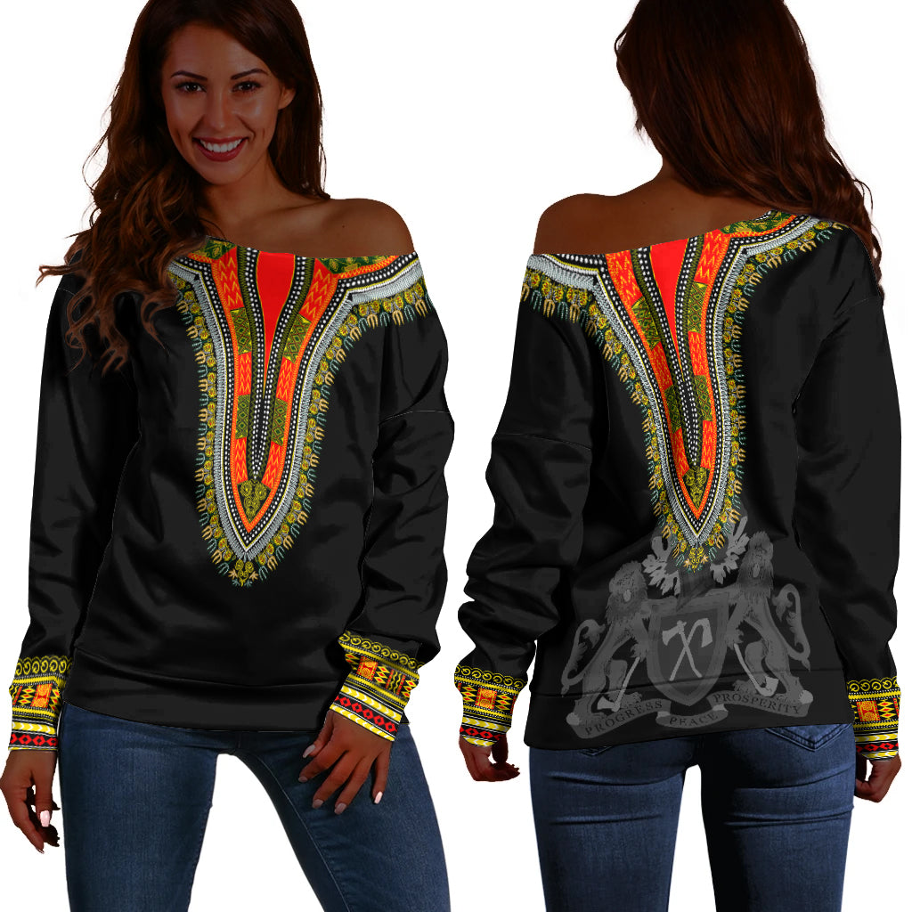 Gambia Happy Independence Day Dashiki Women Off Shoulder Sweater - LT2 - Wonder Print Shop