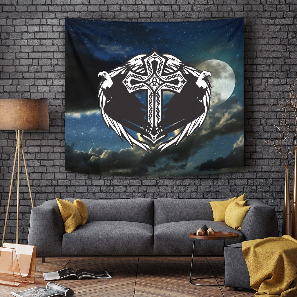 Viking Tapestry - Eagles Of Viking and Moon RLT12 - Wonder Print Shop