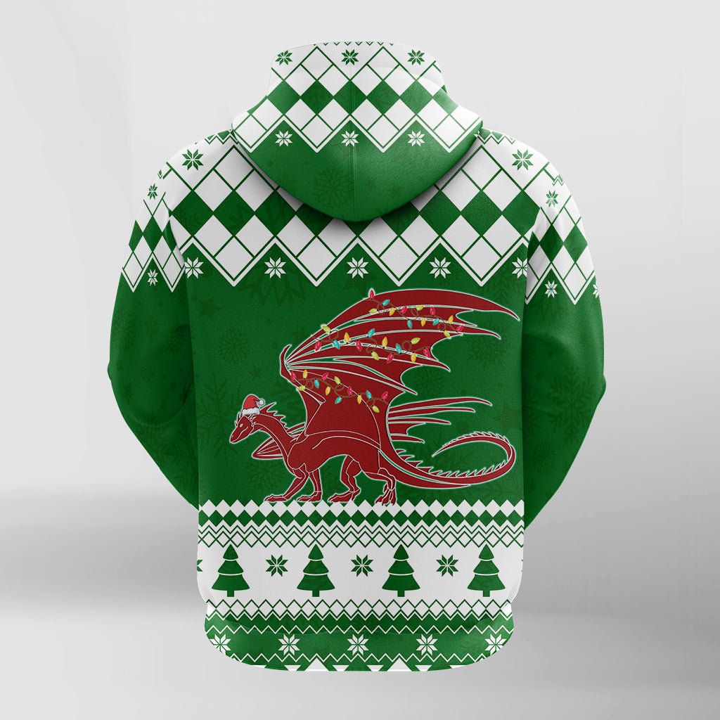 Red Dragon Nadolig Llawen Wales Christmas Hoodie - Simple Style - Wonder Print Shop