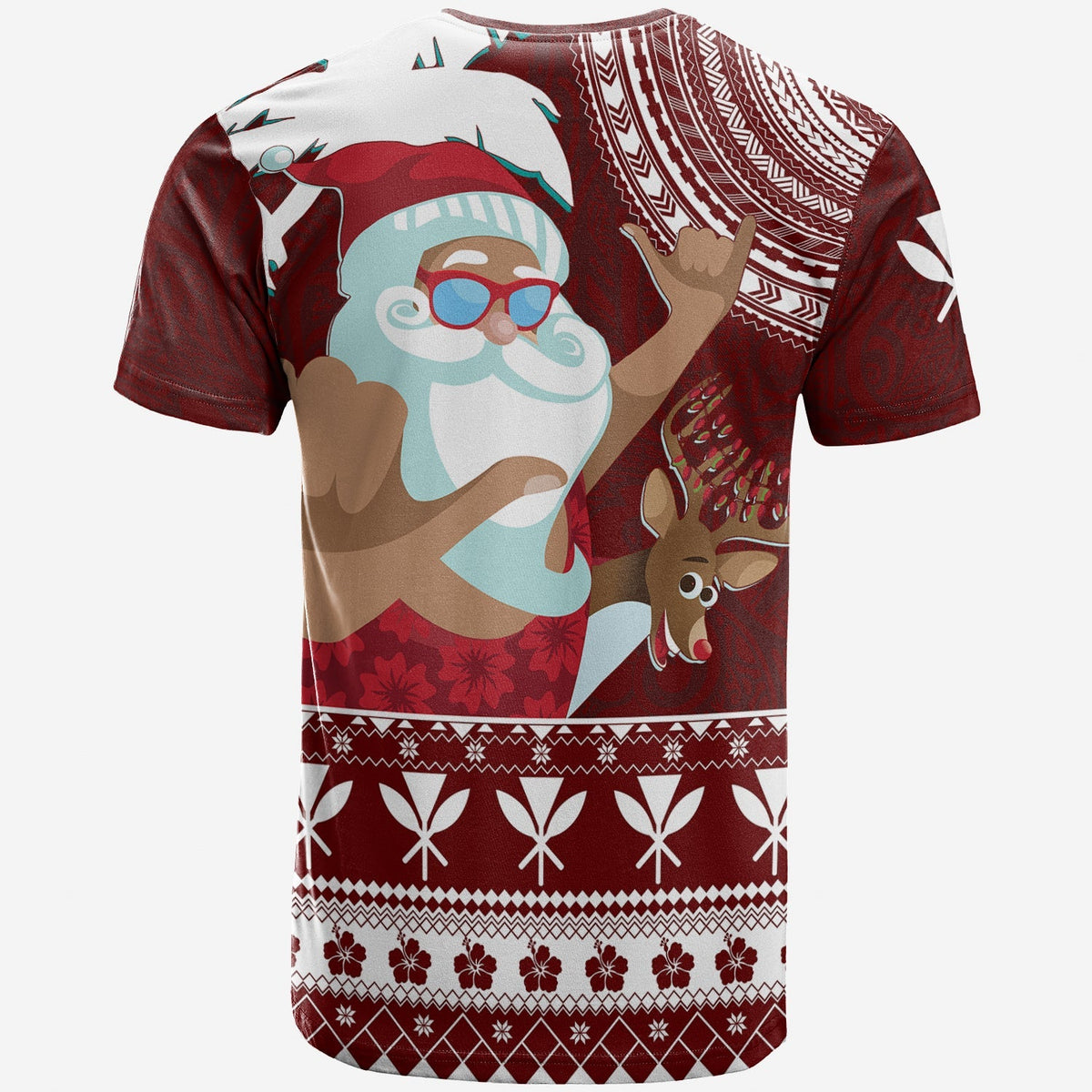 Tropical Christmas Tanned Santa Claus Hawaii Pattern T Shirt - Wonder Print Shop