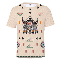 Native American Feather Bison Skull Head All over T Shirt LT10 - Wonder Print Shop