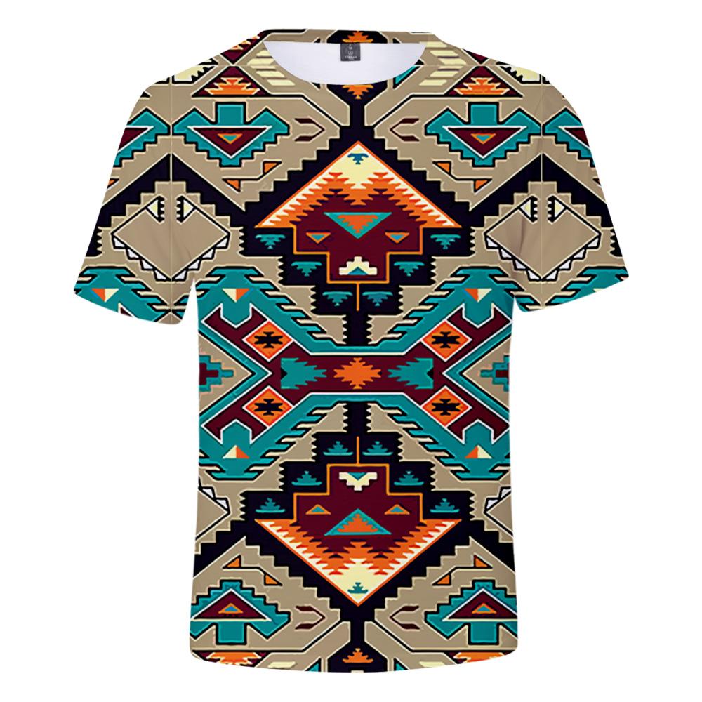 Native American Tribal Ethnic Pattern Blue Art 3D T Shirt LT10 - Wonder Print Shop