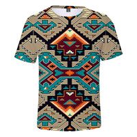 Native American Tribal Ethnic Pattern Blue Art 3D T Shirt LT10 - Wonder Print Shop