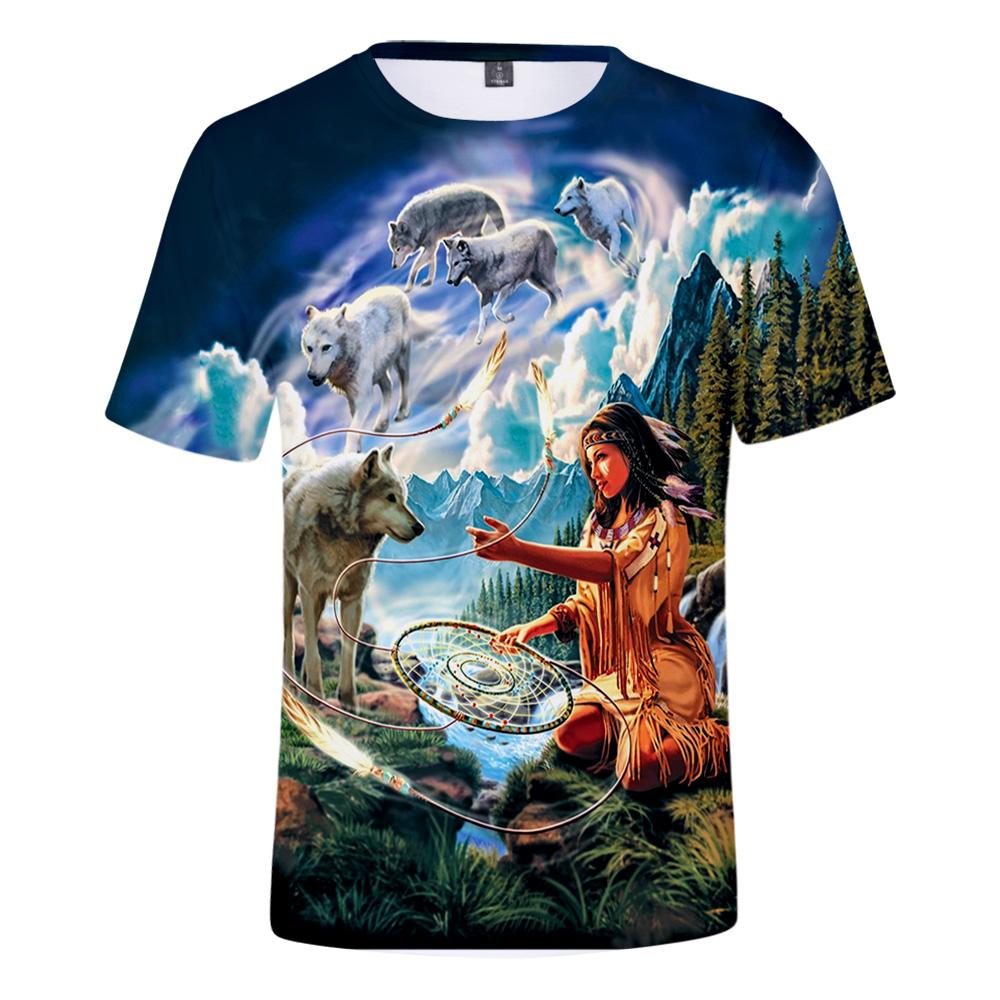 Wolf Dreamcatcher and Native Women Native American 3D T Shirt LT10 - Wonder Print Shop