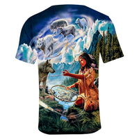 Wolf Dreamcatcher and Native Women Native American 3D T Shirt LT10 - Wonder Print Shop