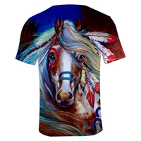 Full Color Horse Native American Art 3D Tshirt LT10 - Wonder Print Shop