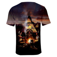 Campfire Native American 3D Tshirt LT10 - Wonder Print Shop