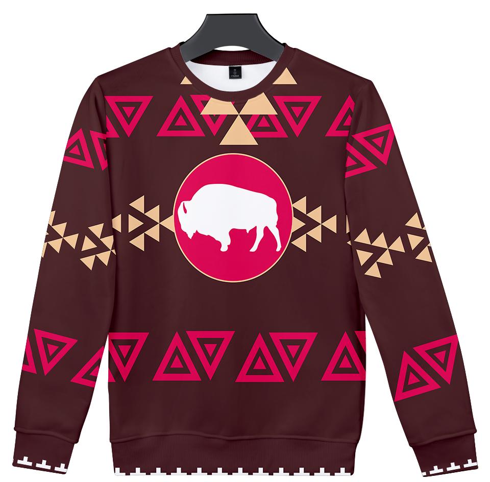 Brown Bison Native American Design 3D Sweatshirt LT10 - Wonder Print Shop