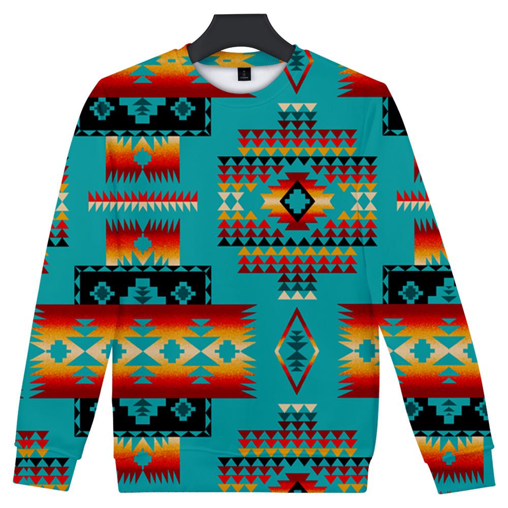 Blue Native Tribes Pattern Native American 3D Sweatshirt LT10 - Wonder Print Shop