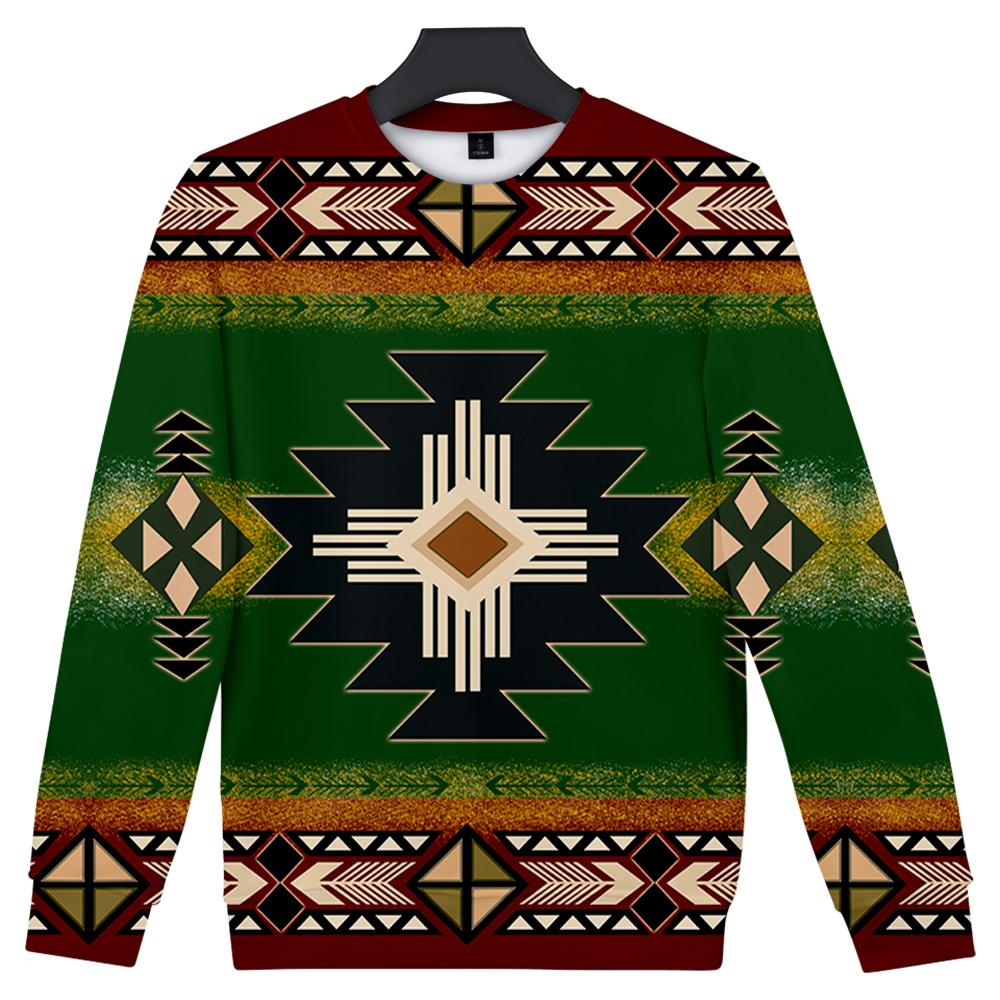 Green Color Native American 3D Sweatshirt LT10 - Wonder Print Shop