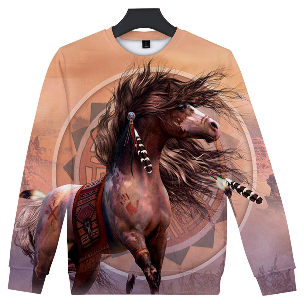 Horse Pink Native American Art Sweatshirt LT10 - Wonder Print Shop