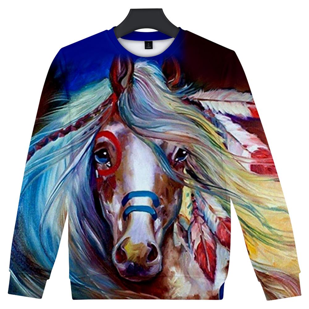 Full Color Horse Native American Art Sweatshirt LT10 - Wonder Print Shop