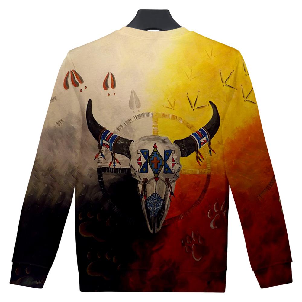 Native American 3D Bison Skull Native American Design 3D Sweatshirt LT10 - Wonder Print Shop