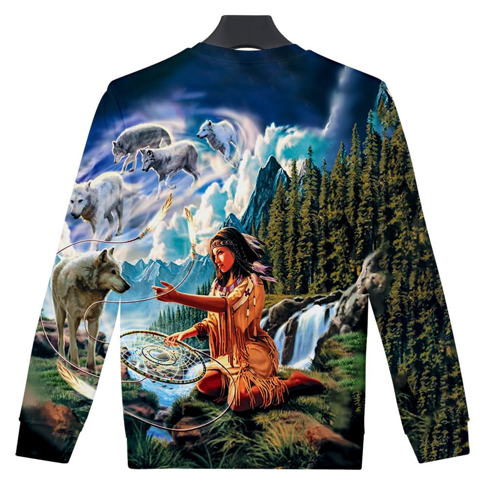 Wolf, Dreamcatcher and Native American Women Sweatshirt LT10 - Wonder Print Shop