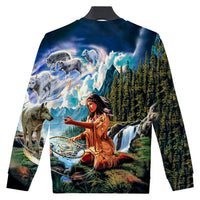Wolf, Dreamcatcher and Native American Women Sweatshirt LT10 - Wonder Print Shop