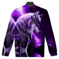 Wolf Purple Native American Art Sweatshirt LT10 - Wonder Print Shop