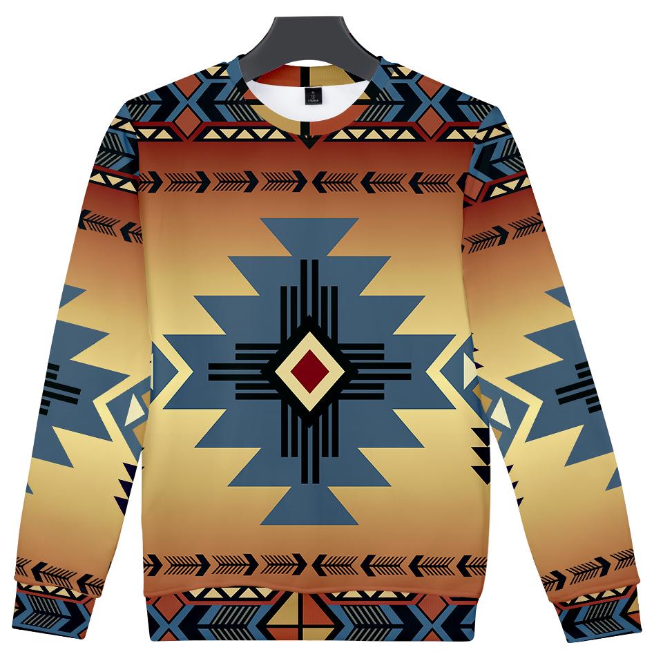 Native American Blue Pearl Pattern 3D Sweatshirt LT10 - Wonder Print Shop