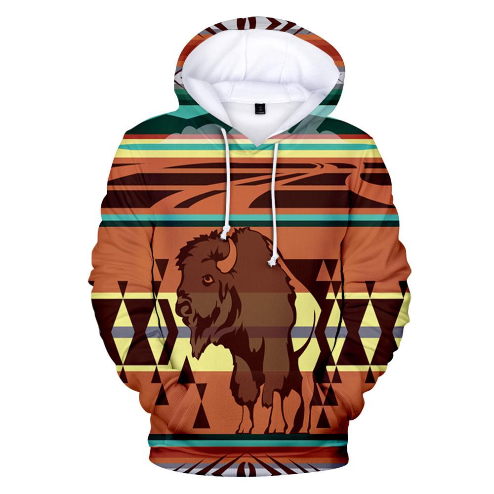 Native Bison Buffalo Native American All Over Hoodie LT10 - Wonder Print Shop