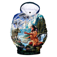 Wolf Dreamcatcher and Native American Women All Over Hoodie LT10 - Wonder Print Shop
