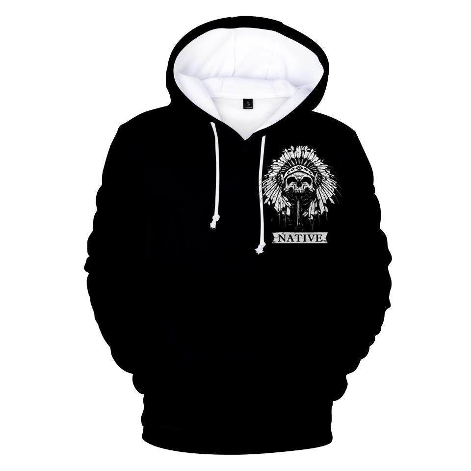 Native American Skull Chief Flag All Over Hoodie LT10 - Wonder Print Shop