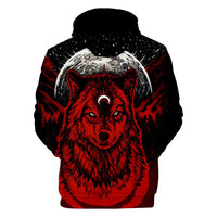 Red Wolf Moon Native American All Over Hoodie LT10 - Wonder Print Shop
