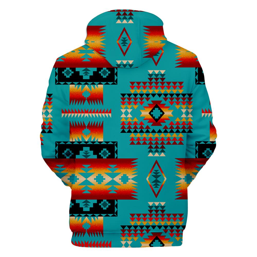 Blue Native Tribes Pattern Native American All Over Hoodie LT10 - Wonder Print Shop