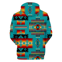 Blue Native Tribes Pattern Native American All Over Hoodie LT10 - Wonder Print Shop