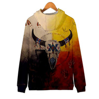 Native American 3D Bison Skull Unique All Over Hoodie LT10 - Wonder Print Shop