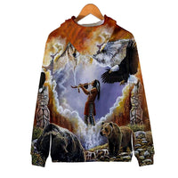 Calling The Totems Native American Art Pullover Hoodie LT10 - Wonder Print Shop