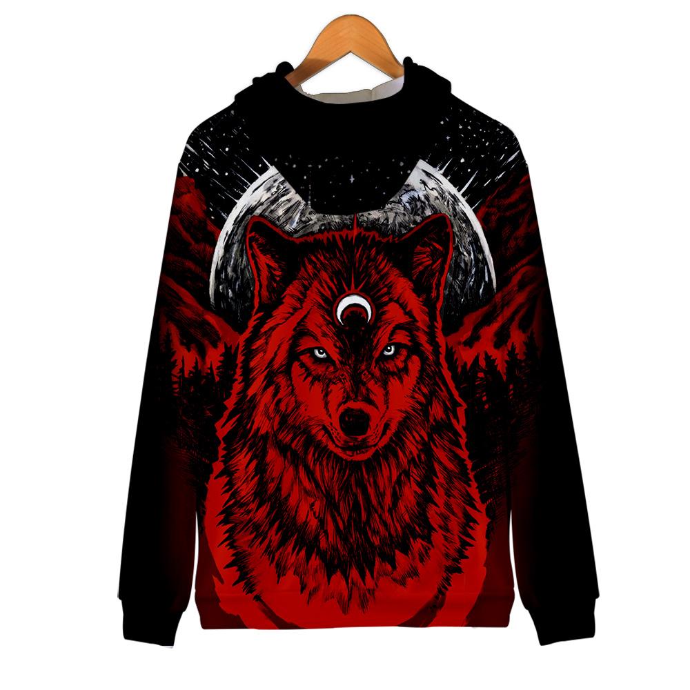 Red Wolf Moon Native American All Over Hoodie LT10 - Wonder Print Shop