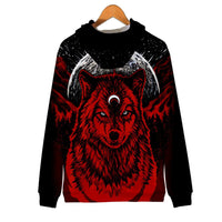 Red Wolf Moon Native American All Over Hoodie LT10 - Wonder Print Shop