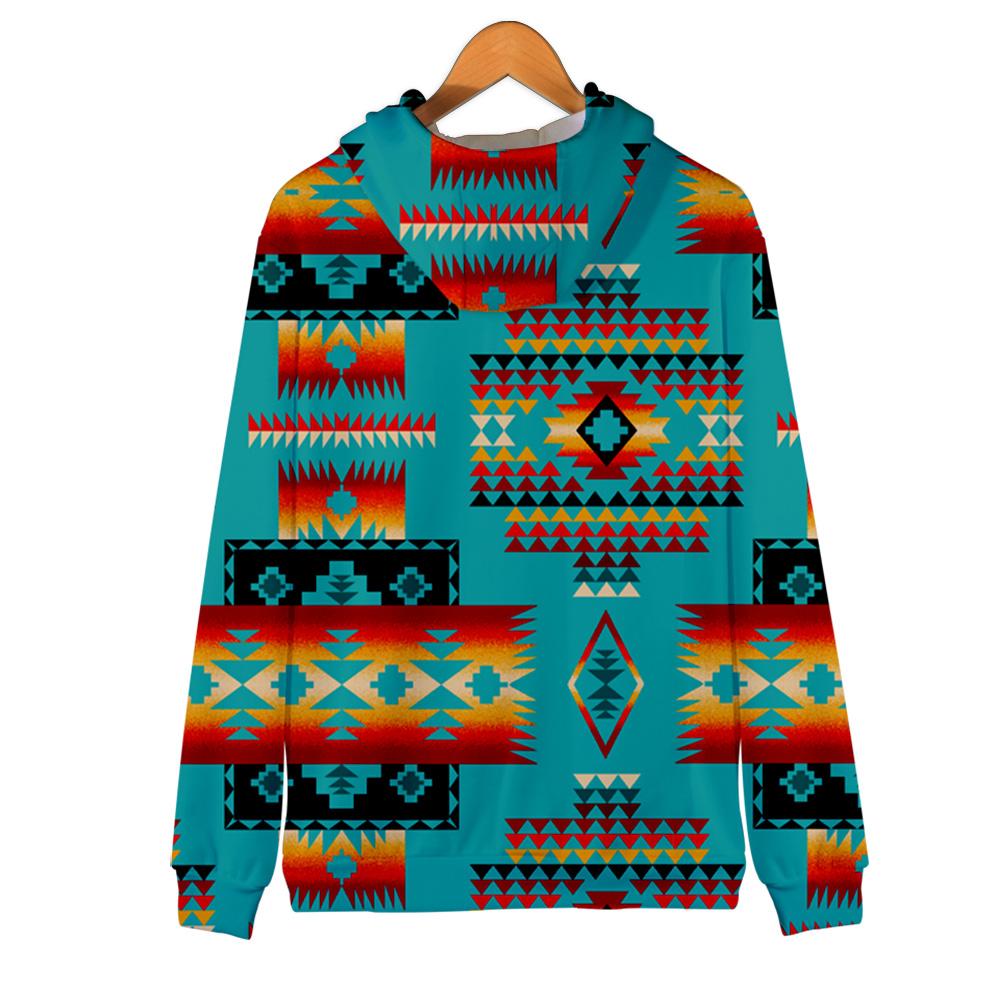Blue Native Tribes Pattern Native American All Over Hoodie LT10 - Wonder Print Shop