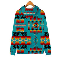 Blue Native Tribes Pattern Native American All Over Hoodie LT10 - Wonder Print Shop
