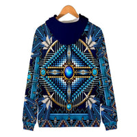 Native American Mandala Pattern Blue All Over Hoodie LT10 - Wonder Print Shop