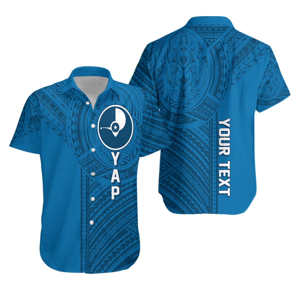 (Custom Personalised) FSM Yap Micronesian Pattern Hawaiian Shirt Tattoo Style - Wonder Print Shop