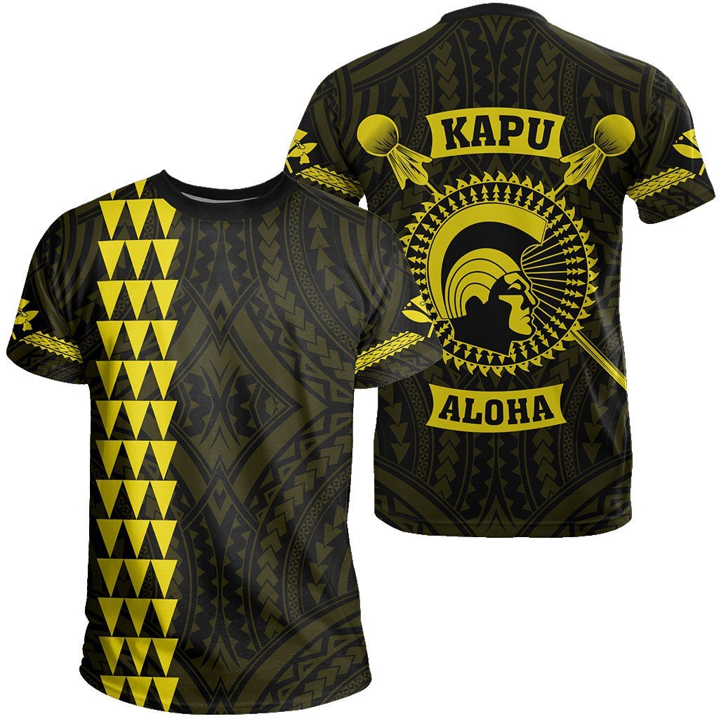 Hawaii Kakau King Kamehameha Polynesian T Shirt Kapu Aloha Yellow - Wonder Print Shop