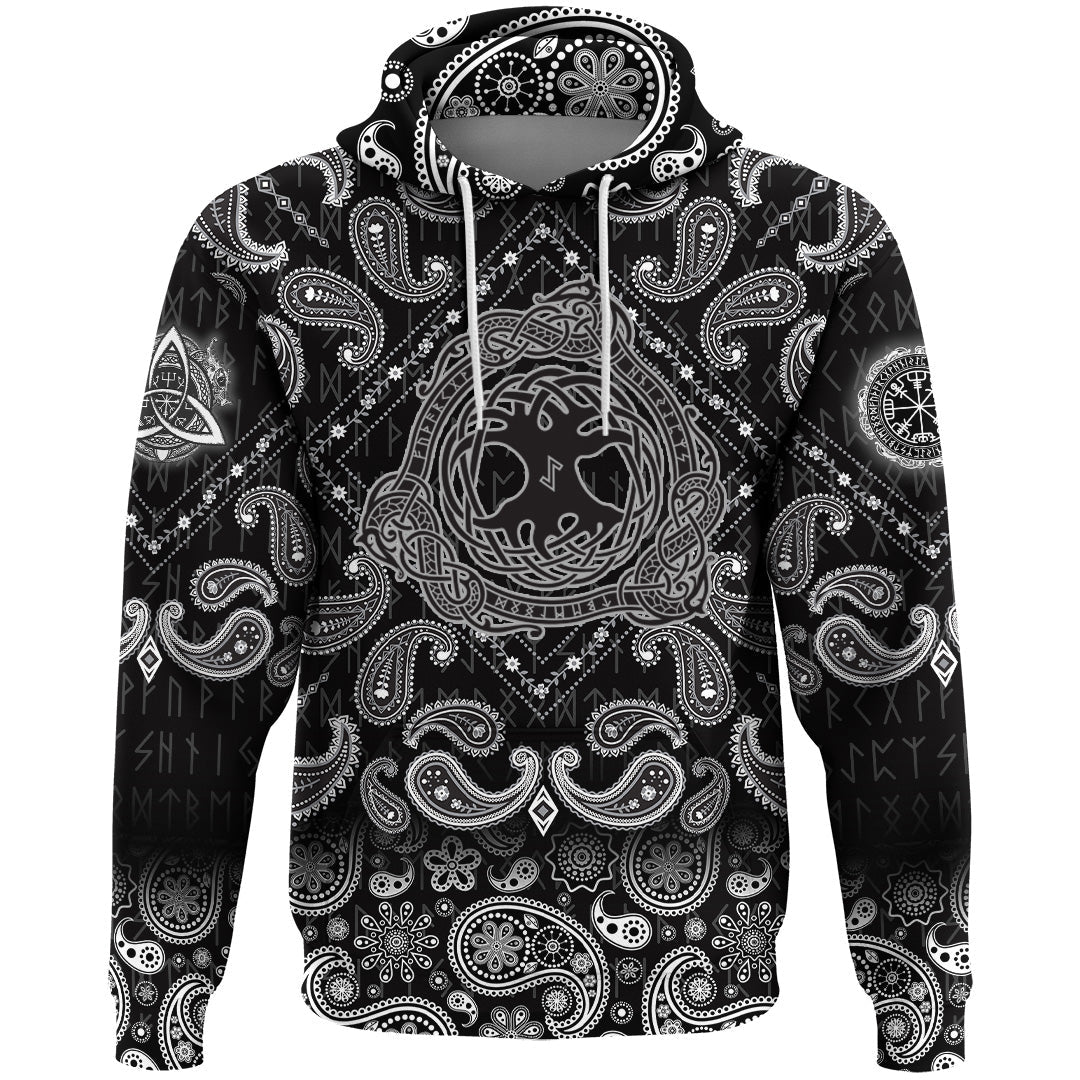 Viking Hoodie Yggdrasil Scandinavian The Tree Yggdrasil In Nordic Pattern with Bandana Paisley Style RLT12 - Wonder Print Shop
