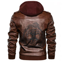 Viking Yggdrasil Scandinavian The Tree Yggdrasil In Nordic Pattern Leather Jacket RLT12 - Wonder Print Shop
