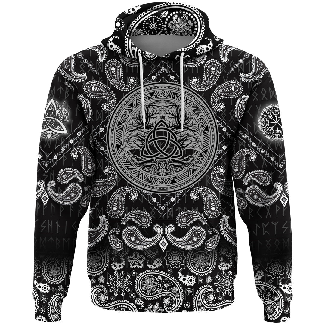 Viking Hoodie Yggdrasil Tree Of Life Celtic with Bandana Paisley Style RLT12 - Wonder Print Shop