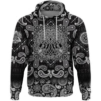 Viking Hoodie Yggdrasil Tree Of Life Raven Huginn and Muninn Ravens Of Odin with Bandana Paisley Style RLT12 - Wonder Print Shop