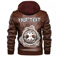 (Custom) Wonder Print Shop - Yggdrasil Scandinavian The Tree Yggdrasil In Nordic Pattern Leather Jacket RLT12 - Wonder Print Shop