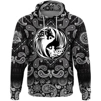 Viking Hoodie Yin and Yang Wolf Swallowing Of The Sun with Bandana Paisley Style RLT12 - Wonder Print Shop
