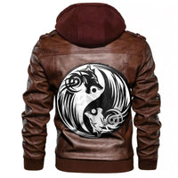 Viking Yin and Yang Wolf Swallowing Of The Sun Leather Jacket RLT12 - Wonder Print Shop