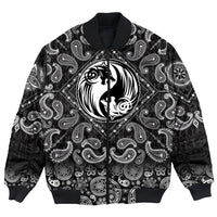Viking Bomber Jacket Yin and Yang Wolf Swallowing Of The Sun with Bandana Paisley Style RLT12 - Wonder Print Shop